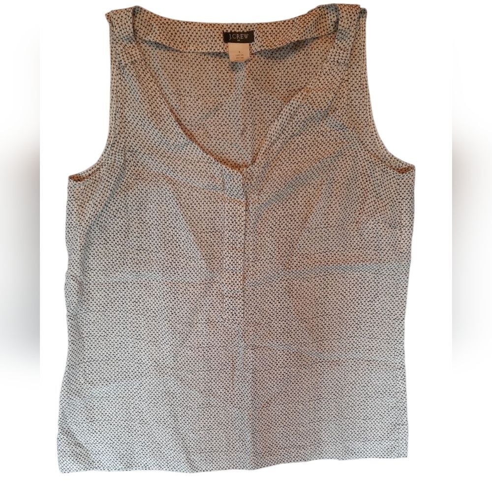 J. Crew Blouse Womans 0 Black White Silk Sleeveless Classic Business Formal